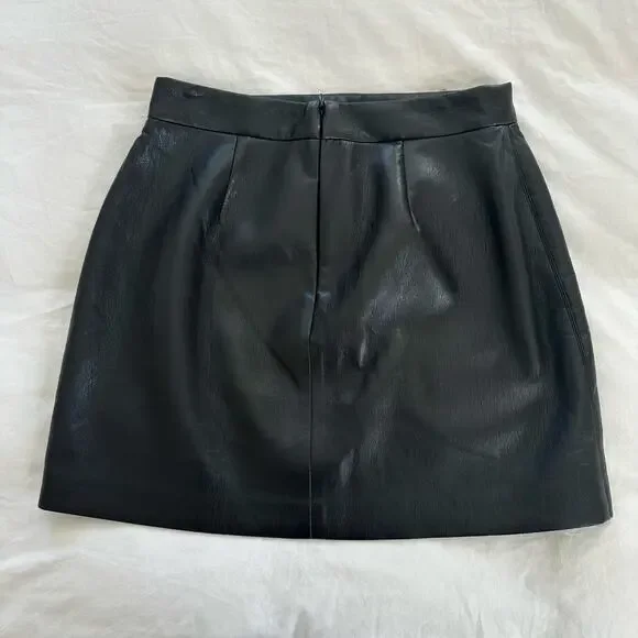 Aritzia Wilfred Patio High Waist Black Vegan Leather Mini Skirt Size S - Picture 3 of 7